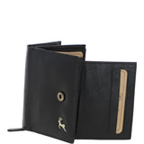 Women's Vintage Wash Leather Wallet Purse Black : G-41