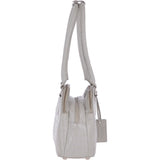 Crocodile Print Long Handled Three Section Tote Bag Grey Croc – 62730