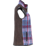 Ashwood Women's Country Tweed Check Waistcoat with Leather Trim Brown/Pink: TW-702-15-BP