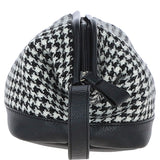 Ashwood Leather & Harris Tweed® Cloth Unisex Washbag Black/White: TW-40-12-BW