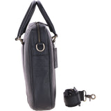 Mens Leather Laptop Messenger Bag Black: JOE