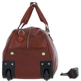 Luxurious Leather Wheeled Duffle Bag Tan: pl-50