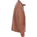 Ashwood Leather Mandarin Collar Men's Biker Jacket Tan: e-16110
