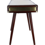 Luxury Real Leather 3-Drawer Desk Chestnut: LF-154