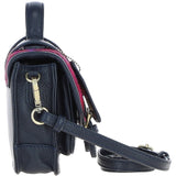 Ashwood Leather & Harris Tweed® Cloth Mini Satchel Bag with Twist Lock Navy/Pink: TW-32-06-NP