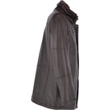 Mens Leather Coat With Detachable Collar Brown : Carl