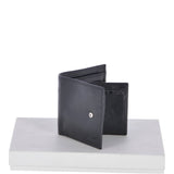 Vegetable Tanned 8 Card, ID & Coins & Zip Billfold Tab Leather Wallet Black : 1258-VT