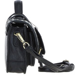 Ashwood Leather & Harris Tweed® Cloth Mini Satchel Bag with Twist Lock Black/White: TW-32-12-BW
