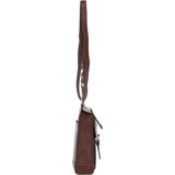 Ashwood Leather & Harris Tweed® Cloth Crossbody Bag Tan/Navy: TW-24-011-TN