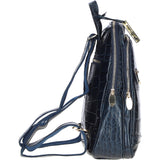 Croc Print Leather Backpack with Gold Hardware Navy/Croc: 52235