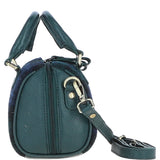 Ashwood Leather & Harris Tweed® Cloth Small Barrel Bag Green/Watch: TW-61-18-GW