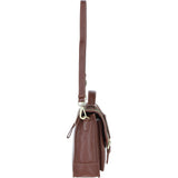 Ashwood Leather & Tweed Large Satchel Bag with Twist Lock Tan/Green Check: TW-35-10-TGNH