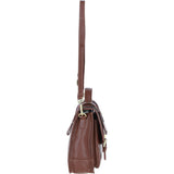Ashwood Leather & Harris Tweed® Cloth Large Satchel Bag with Twist Lock Tan/Green/Red: TW-35-08-TR