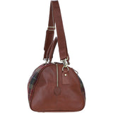 Ashwood Leather & Harris Tweed® Cloth Large Holdall Tan/Green/Red: TW-47-08-TR