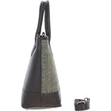 Ashwood Leather & Harris Tweed® Cloth Large Grab Bag Brown/Green: TW-64-09-BG