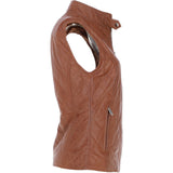 Diamond Quilted Leather Gilet Tan: RIGDEN GILLET