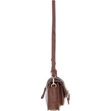Ashwood Leather & Harris Tweed® Cloth Small Satchel Bag with Twist Lock Tan/Navy: TW-33-011-TN