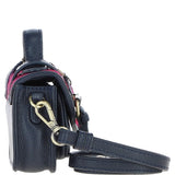 Ashwood Leather & Harris Tweed® Cloth Micro Satchel Bag with Twist Lock Navy/Pink:TW-36-06-NP