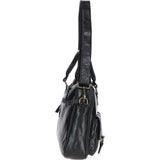Executive Leather Laptop Bag with Buckle Pockets Black: TL-008