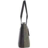 Ashwood Leather & Harris Tweed® Cloth Genuine Leather Shoulder Bag Brown/Green: TW-23-09-BG