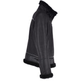 Mens Luxury Shearling Flying Jacket Black: NEON