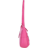 Leather Shoulder Bag with Zip & Magnetic Pocket Hot Pink: Meath