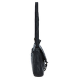 Tablet Friendly Medium Vintage Leather Bag Black: D-91