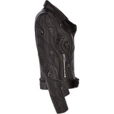 Ladies Vegetable Tanned Leather Studded Biker Jacket: Z 158