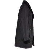 Luxury 4 Button Single Breasted Mink Collar and Sheepskin Coat Black: KE-224 MINK