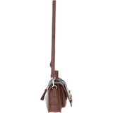 Ashwood Leather & Harris Tweed® Cloth Small Satchel Bag with Twist Lock Tan/LT Blue: TW-33-05-TB