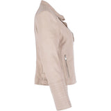 Leather Biker Jacket Cream: N-31