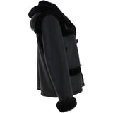 Shearling Jacket With Hood Black: KB-884