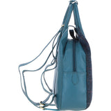Ashwood Leather & Harris Tweed® Cloth Multi-Pocket Backpack Teal/Navy: TW-66-16-TN