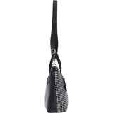 Versatile Ashwood Leather & Harris Tweed® Cloth Shoulder Bag Black/White: TW-22-012-BW