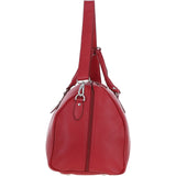 Real Leather Sports Holdall Bag with Shoulder Strap Red: PP-01-7