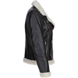 Womens Shearling Biker Jacket Brown: 2418