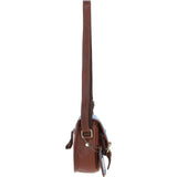 Ashwood Leather & Harris Tweed® Cloth Saddle Bag Tan/LT Blue: TW-26-05-TB