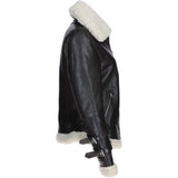 Ladies Sheepskin Aviator Jacket with Faux Fur Lining Brown: 2419