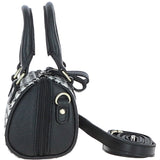Ashwood Leather & Harris Tweed® Cloth X-Small Barrel Bag Black/White: TW-60-12-BW