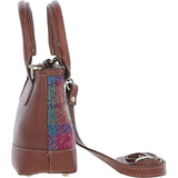 Ashwood Leather & Harris Tweed® Cloth Small Grab Bag Tan/Purple: TW-63-13-TP