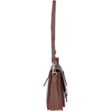 Ashwood Leather & Harris Tweed® Cloth Large Satchel Bag with Twist Lock Tan/TL Blue: TW-35-05-TB