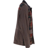 Ashwood Leather x Harris Tweed Men's Buff Lamb Leather Jacket with Corduroy Collar Brown/Red/Green: TW-903-07-BR