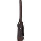 Classic A4 Leather Flap-Over Messenger Bag Brandy: Q-43