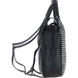Ashwood Leather & Harris Tweed® Cloth Multi-Pocket Backpack Black/White: TW-66-12-BW