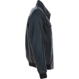 Men's Real Leather Bomber Jacket with Brando Collar Black: AWM-Pointer