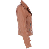 Exquisite Ashwood Leather Ladies Biker Jacket Tan: AWL-1881