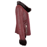Short Toscana Biker Style Sheepskin Jacket Bordeaux: 8114