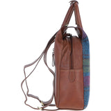 Ashwood Leather & Harris Tweed® Cloth Multi-Pocket Backpack Tan/Purple: TW-66-13-TP