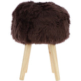New Zealand Sheepskin Stool Chocolate: SHORT SHEEPSKIN STOOL