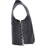 Men's Leather Embossed Laced Waistcoat Black: W/COAT EAGLE